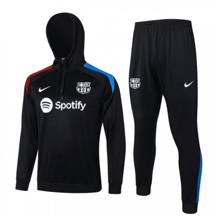 Dječji Barcelona Hoodie Sweatshirt Za Trening Četvrt Zip 2024-25 Crna Dječji Barcelona Hoodie Sweatshirt Za Trening Četvrt Zip 2024-25 Crna